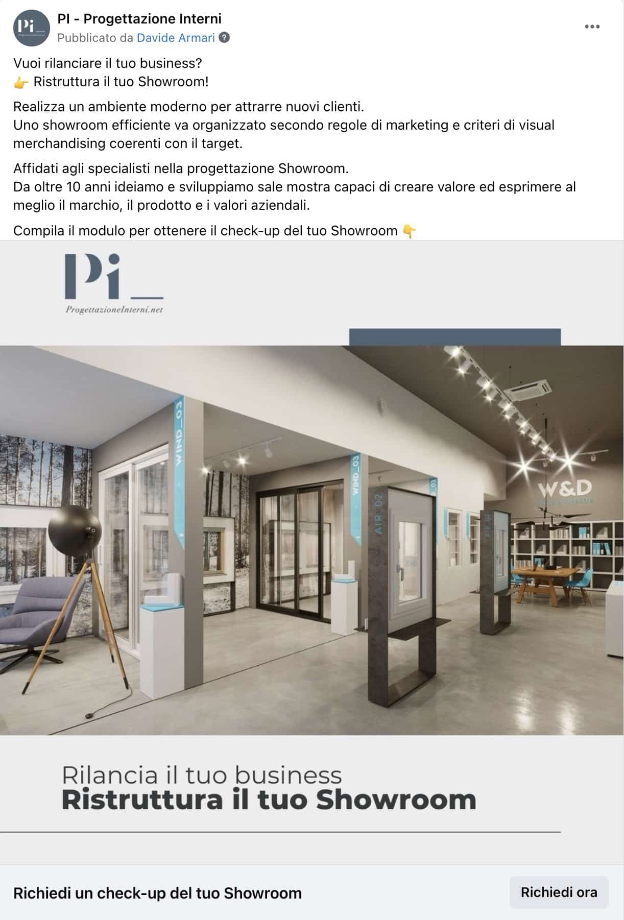 Esempio Studio di Progettazione e DesignPagina Facebook: Progettazione Interni