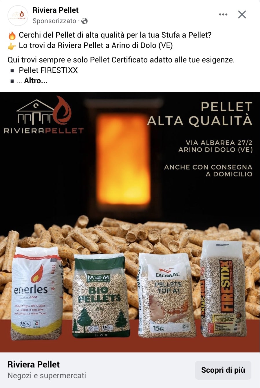 Esempio Vendita PelletPagina Facebook: Riviera Pellet