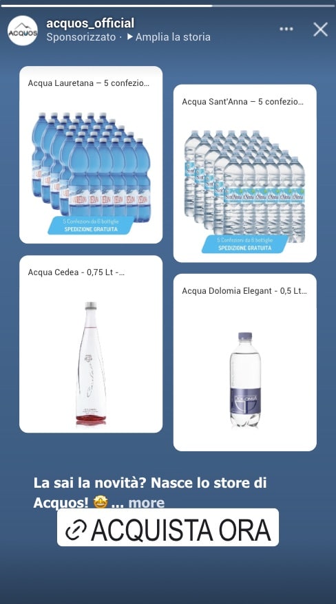 Esempio Sito EcommerceProfilo Instagram: @acquos_official