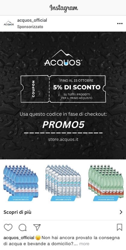 Esempio Sito EcommerceProfilo Instagram: @acquos_official