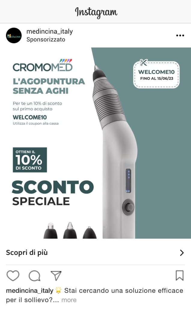 Esempio Sito EcommerceProfilo Instagram: @medincina_italy