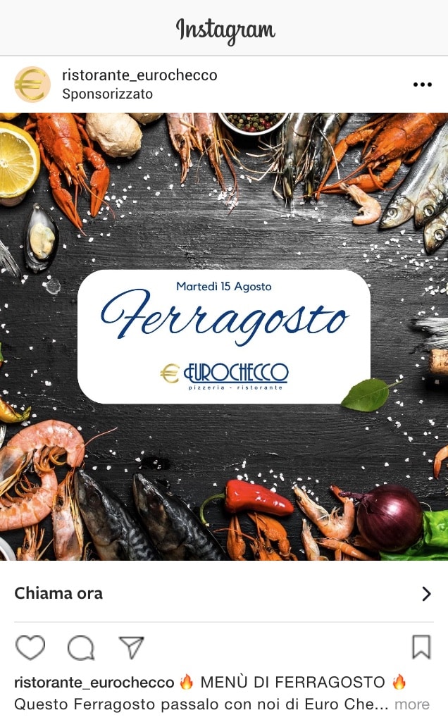 Esempio RistoranteProfilo Instagram: @ristorante_eurochecco