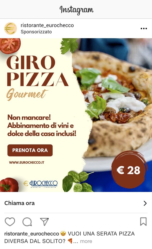 Esempio RistoranteProfilo Instagram: @ristorante_eurochecco
