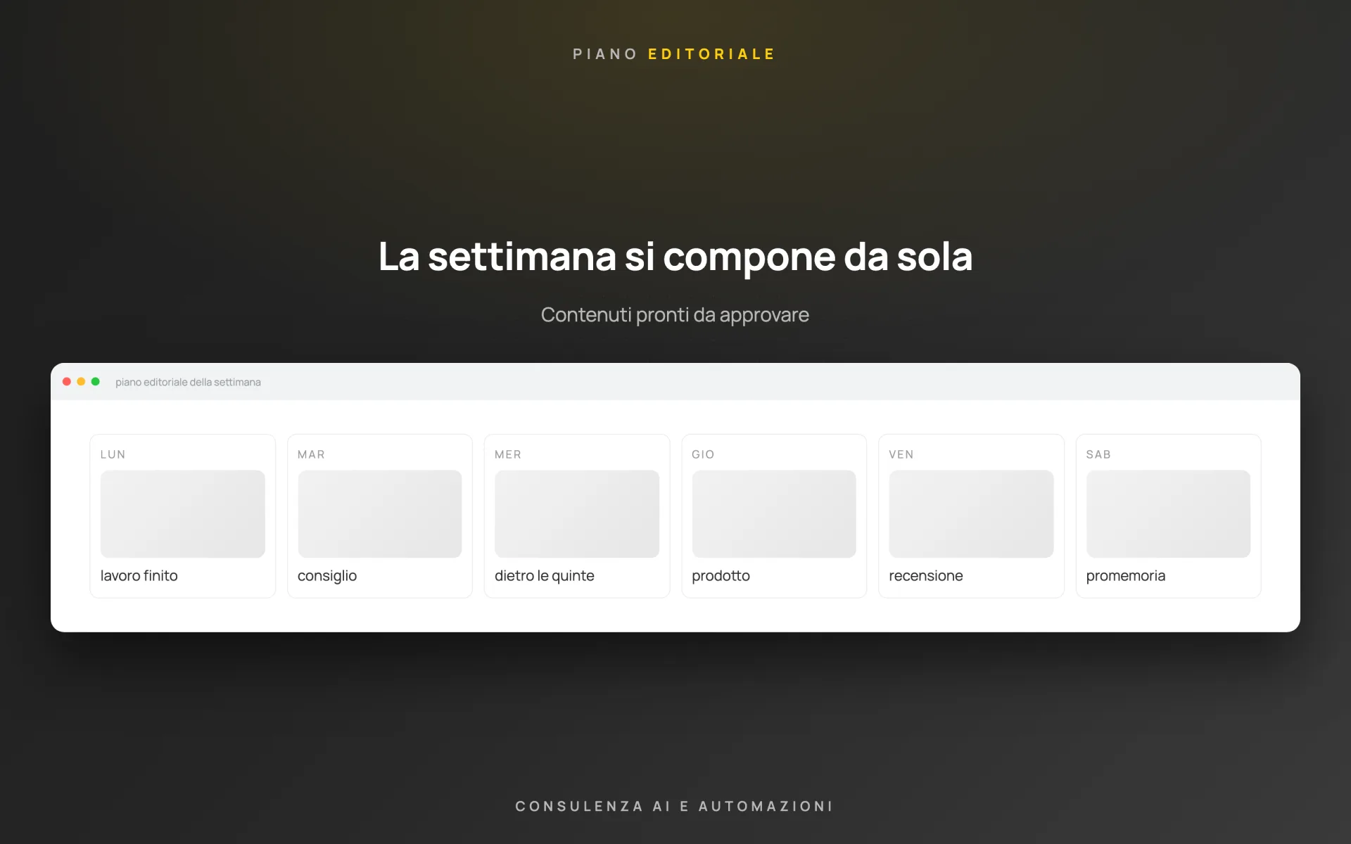 Contenuti automatici a partire dalle foto — cliente riservato — schema 3