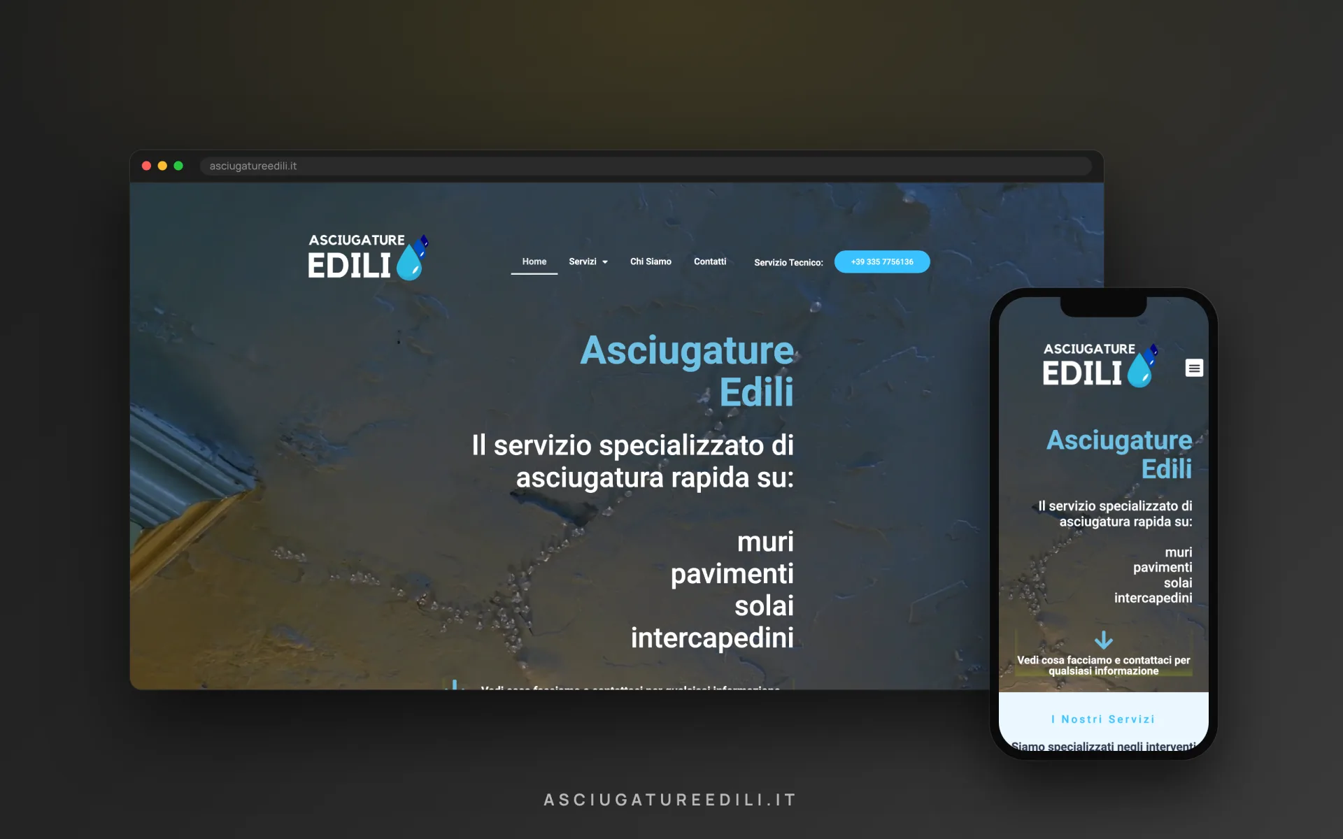 Asciugature Edili — vista desktop e mobile