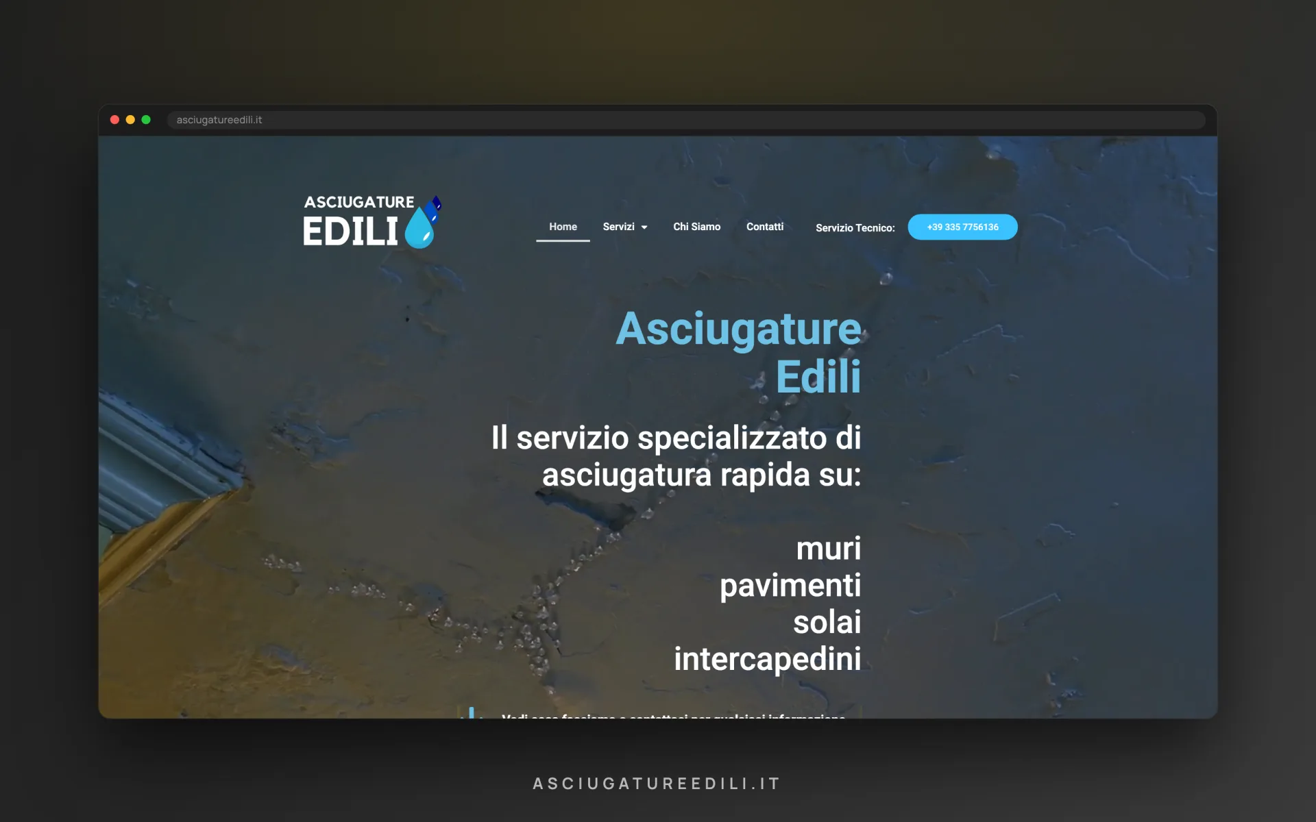 Asciugature Edili — la schermata d'ingresso