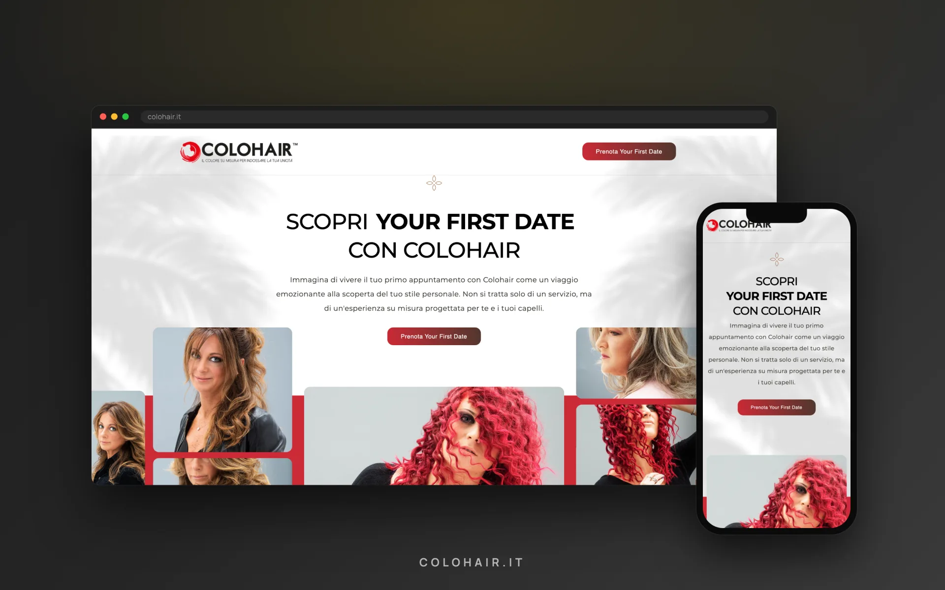 Colohair — Your First Date — vista desktop e mobile