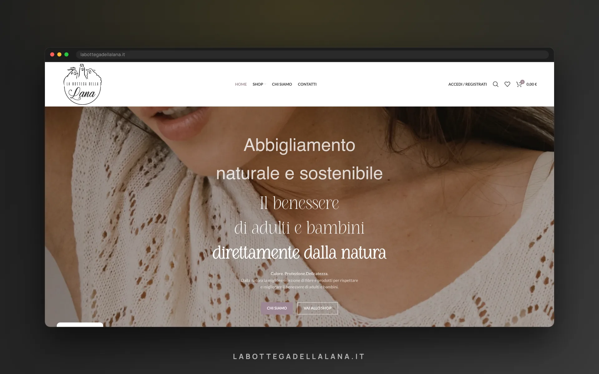 La Bottega della Lana — la schermata d'ingresso