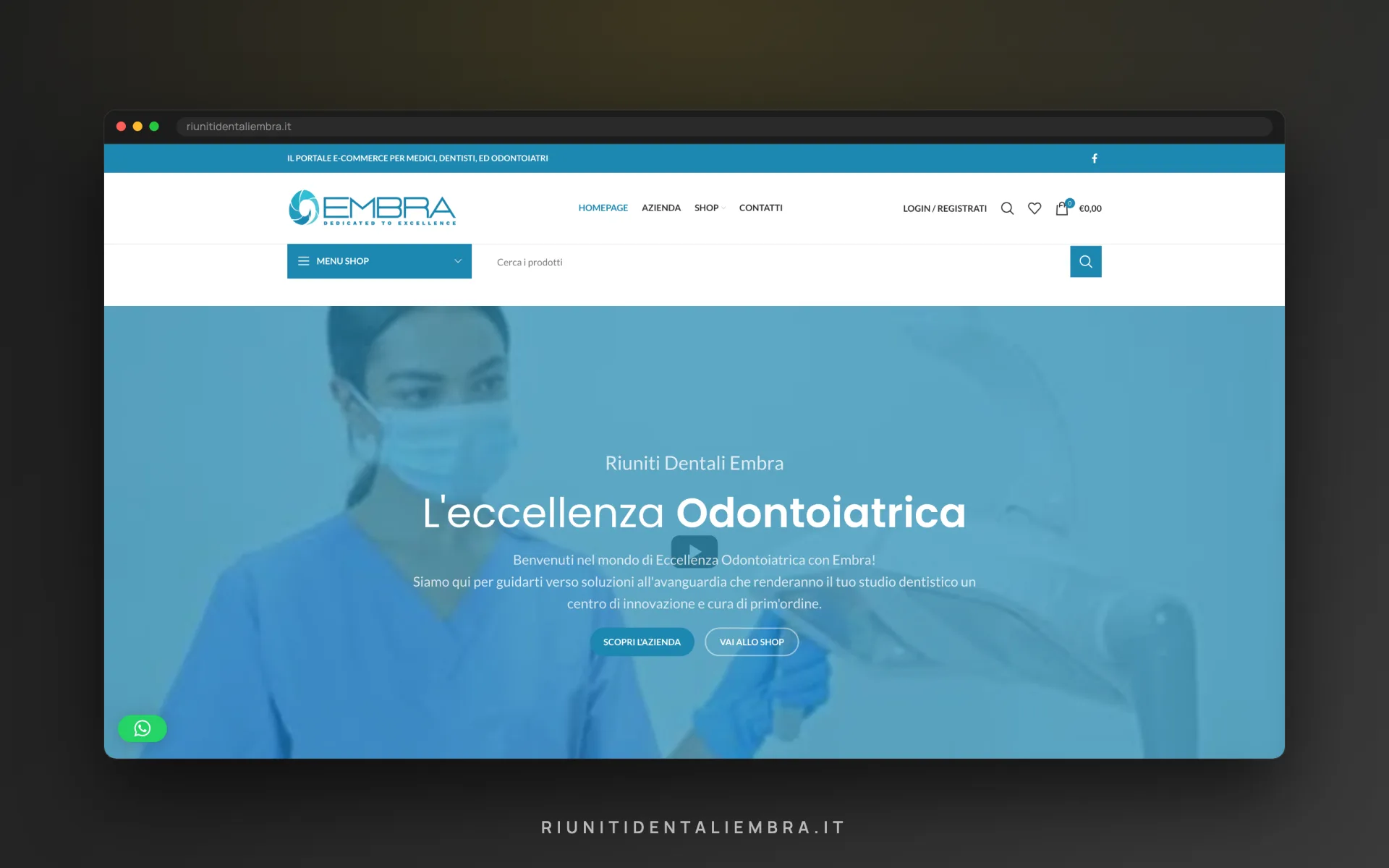 Embra — riuniti dentali — la schermata d'ingresso