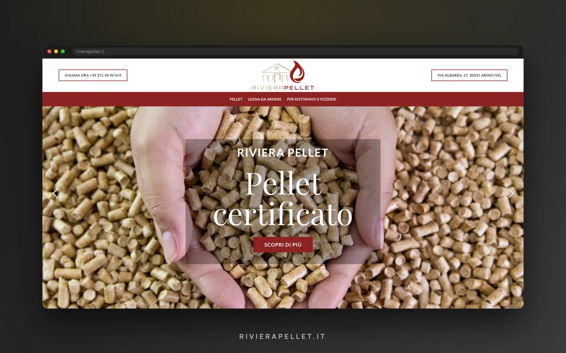Riviera Pellet — la schermata d'ingresso