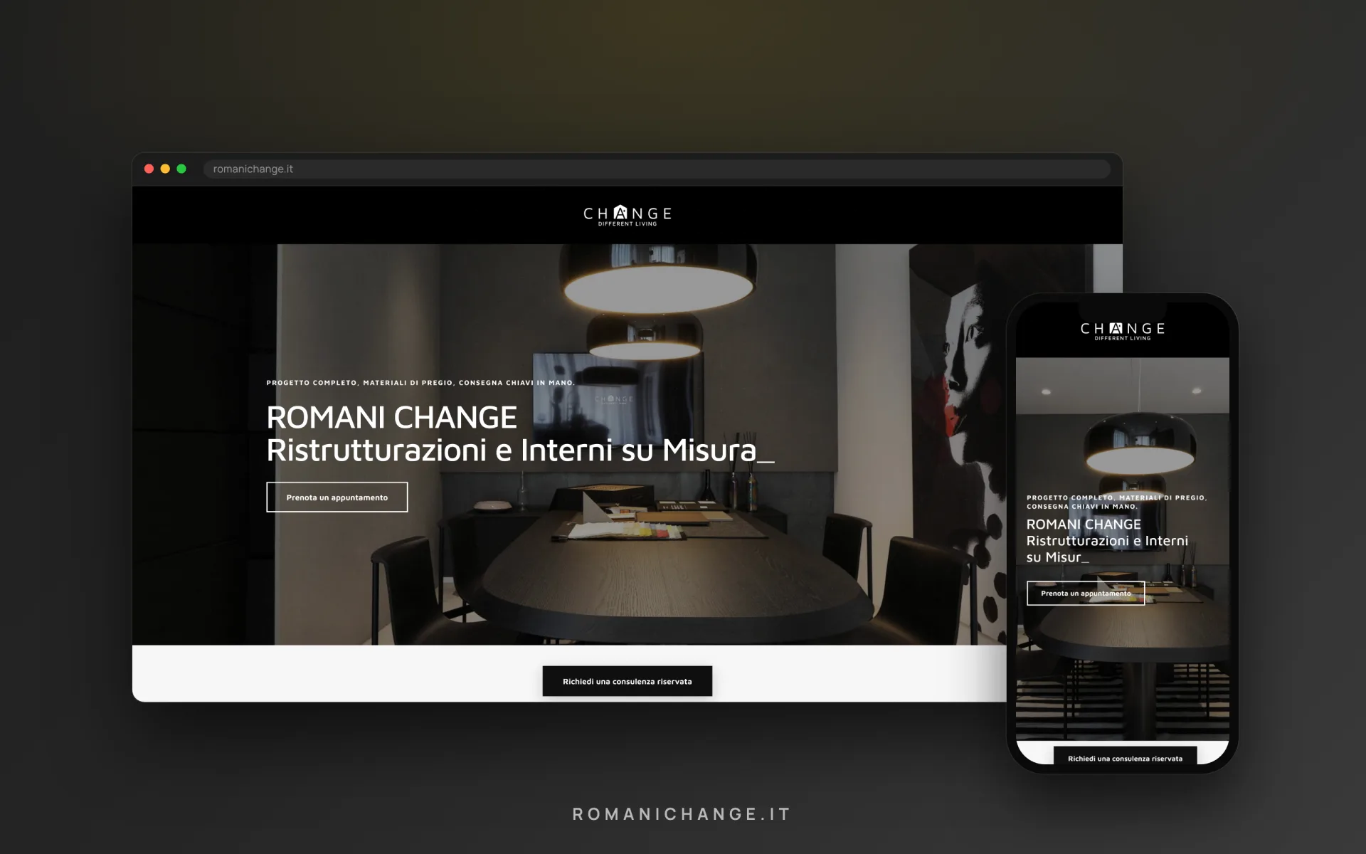 Romani Change — ristrutturazioni chiavi in mano — vista desktop e mobile