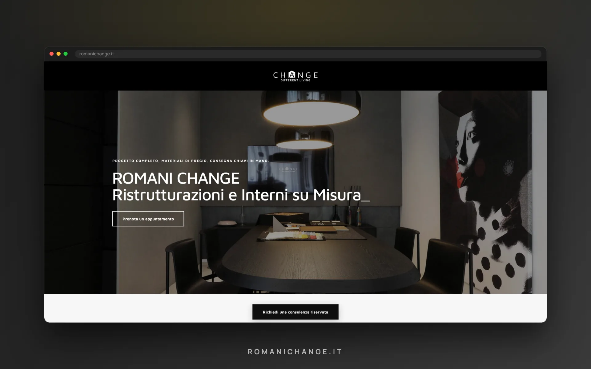 Romani Change — ristrutturazioni chiavi in mano — la schermata d'ingresso