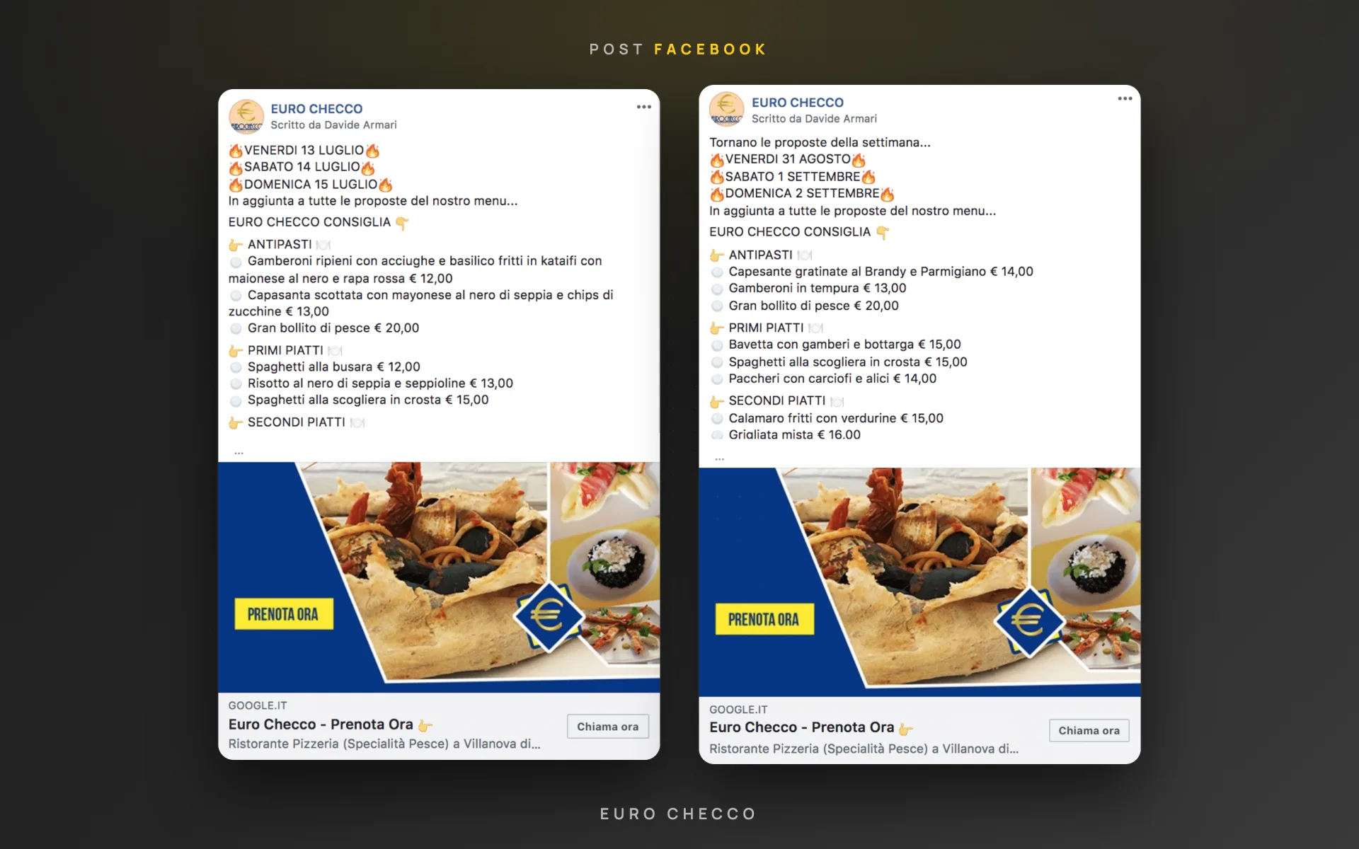 Euro Checco — ristorante pizzeria — pagina Facebook — 3