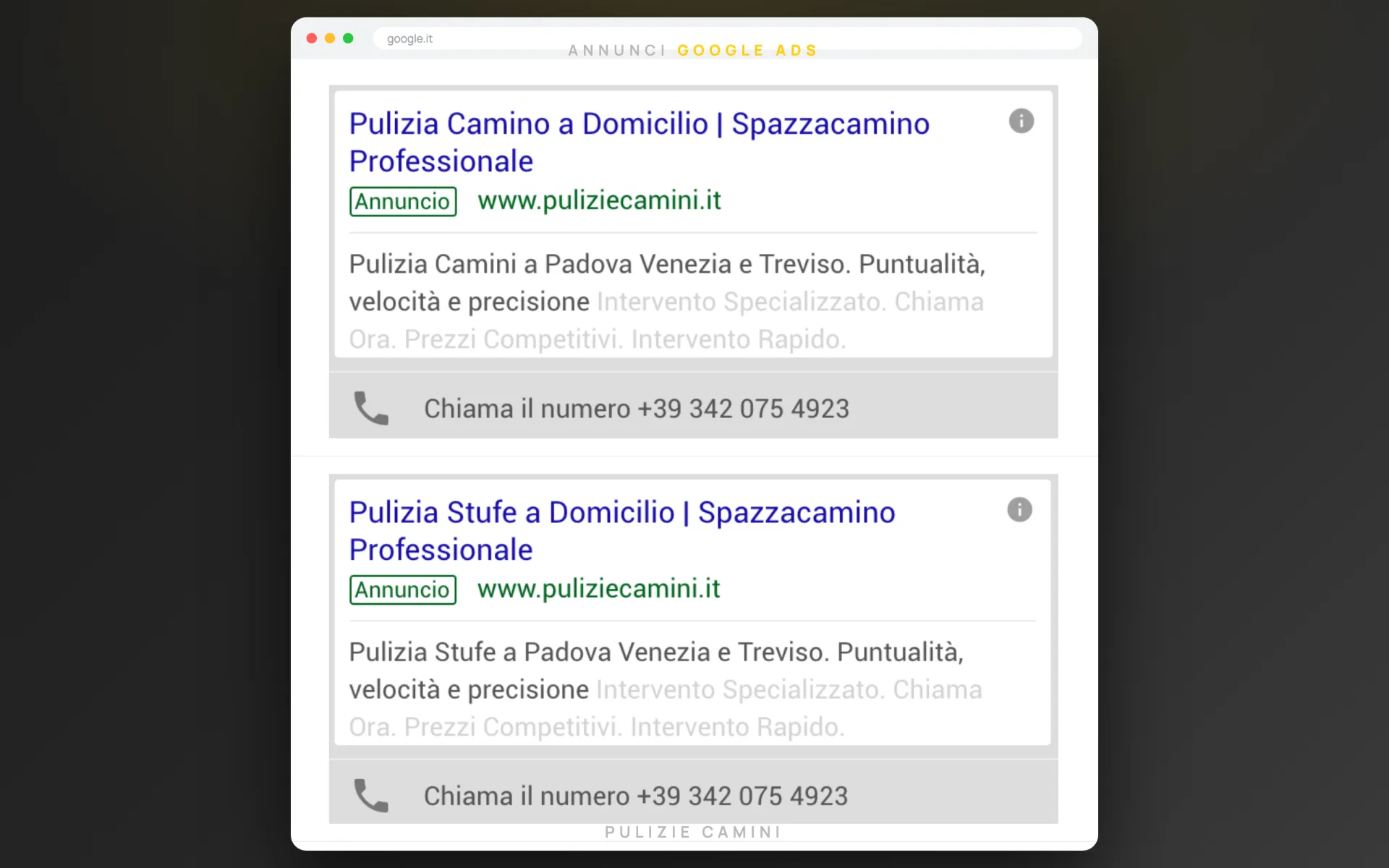 Pulizie Camini — spazzacamino — Google Ads — 1