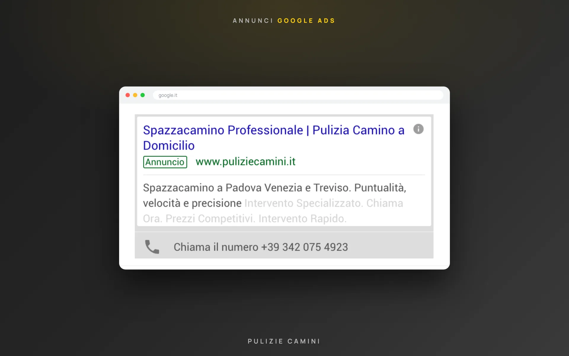 Pulizie Camini — spazzacamino — Google Ads — 2