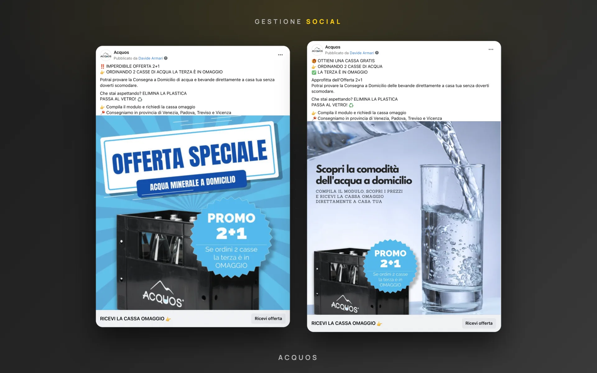 Acquos — distribuzione bevande a domicilio — gestione social — 1
