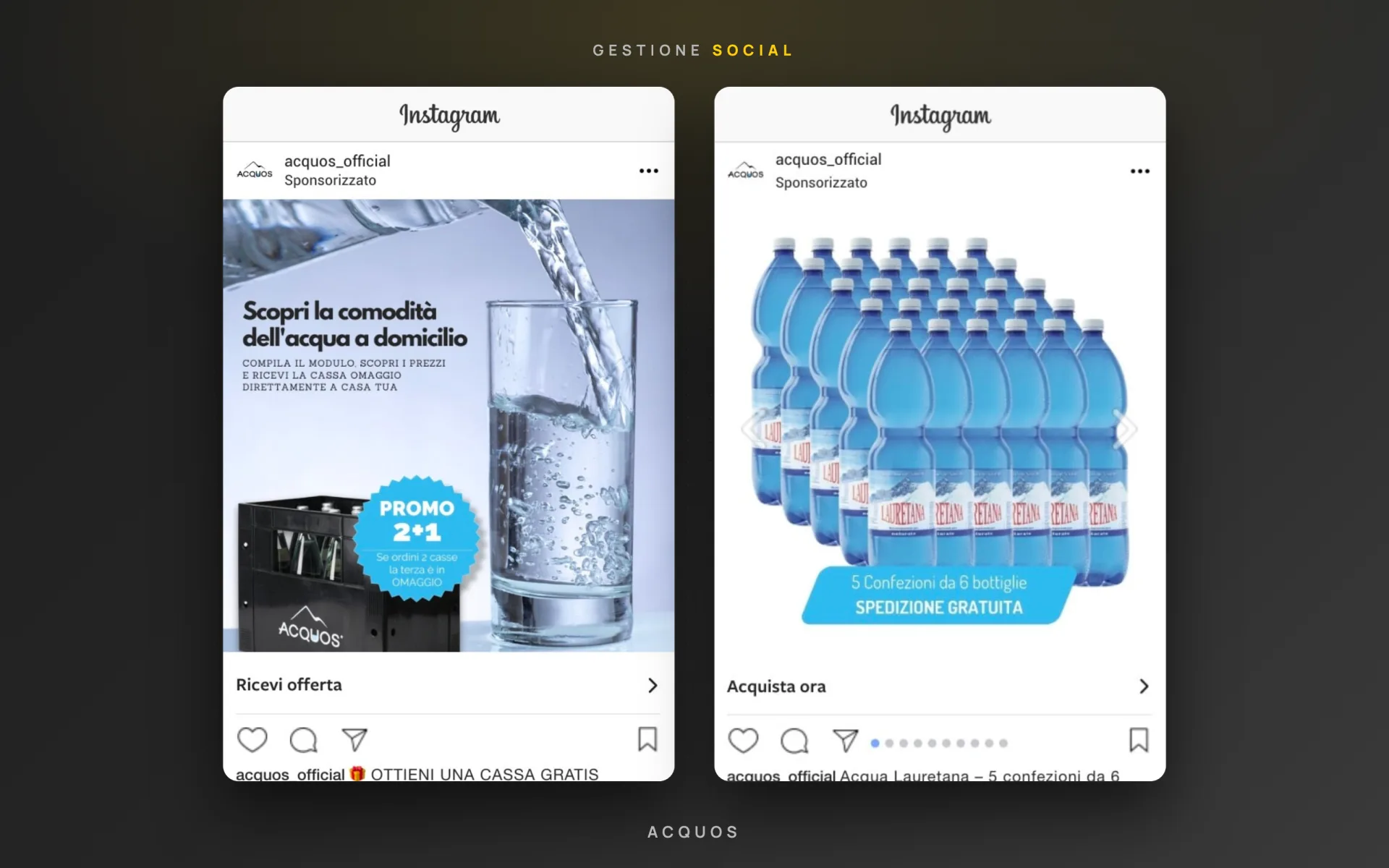 Acquos — distribuzione bevande a domicilio — gestione social — 2
