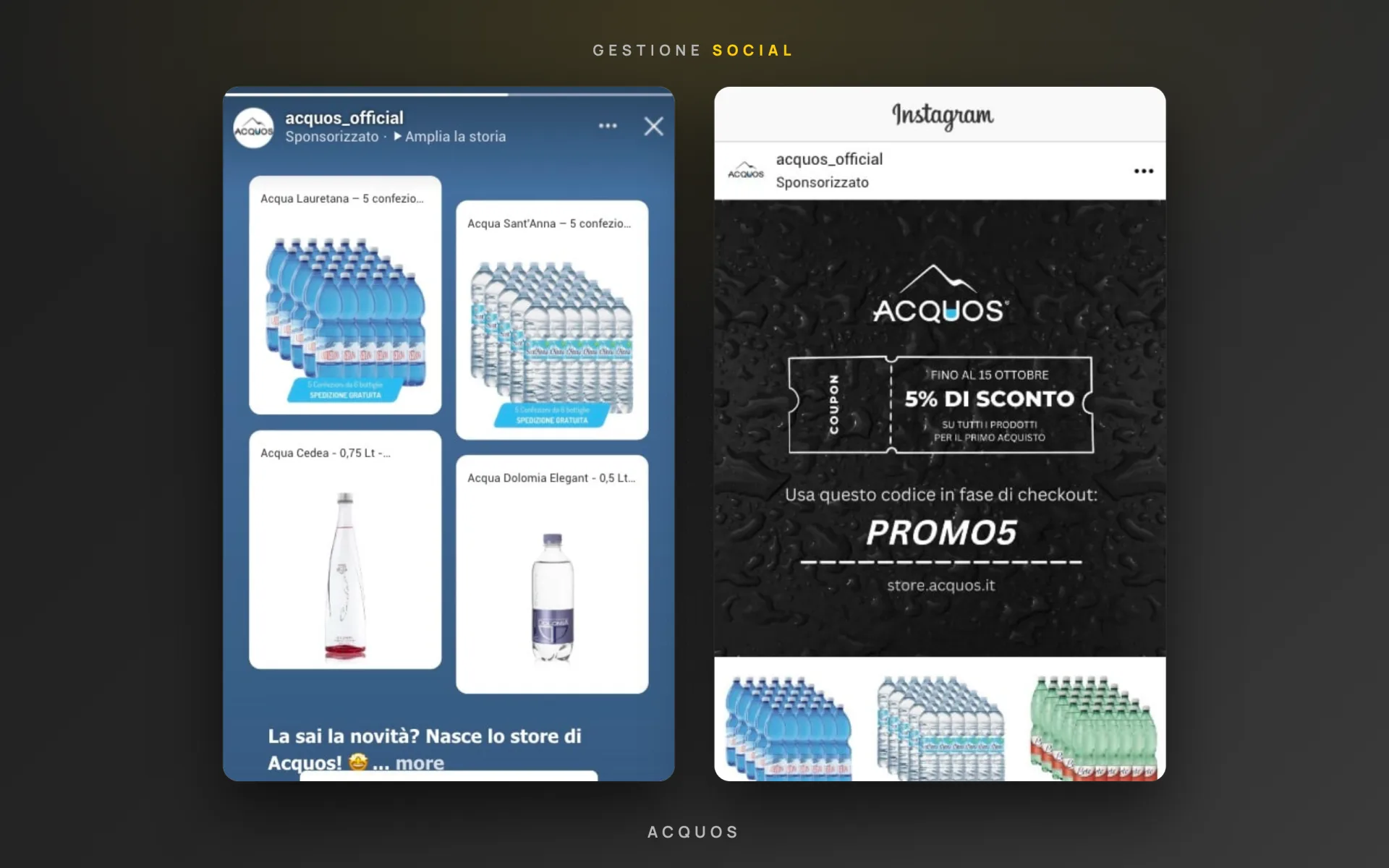 Acquos — distribuzione bevande a domicilio — gestione social — 3