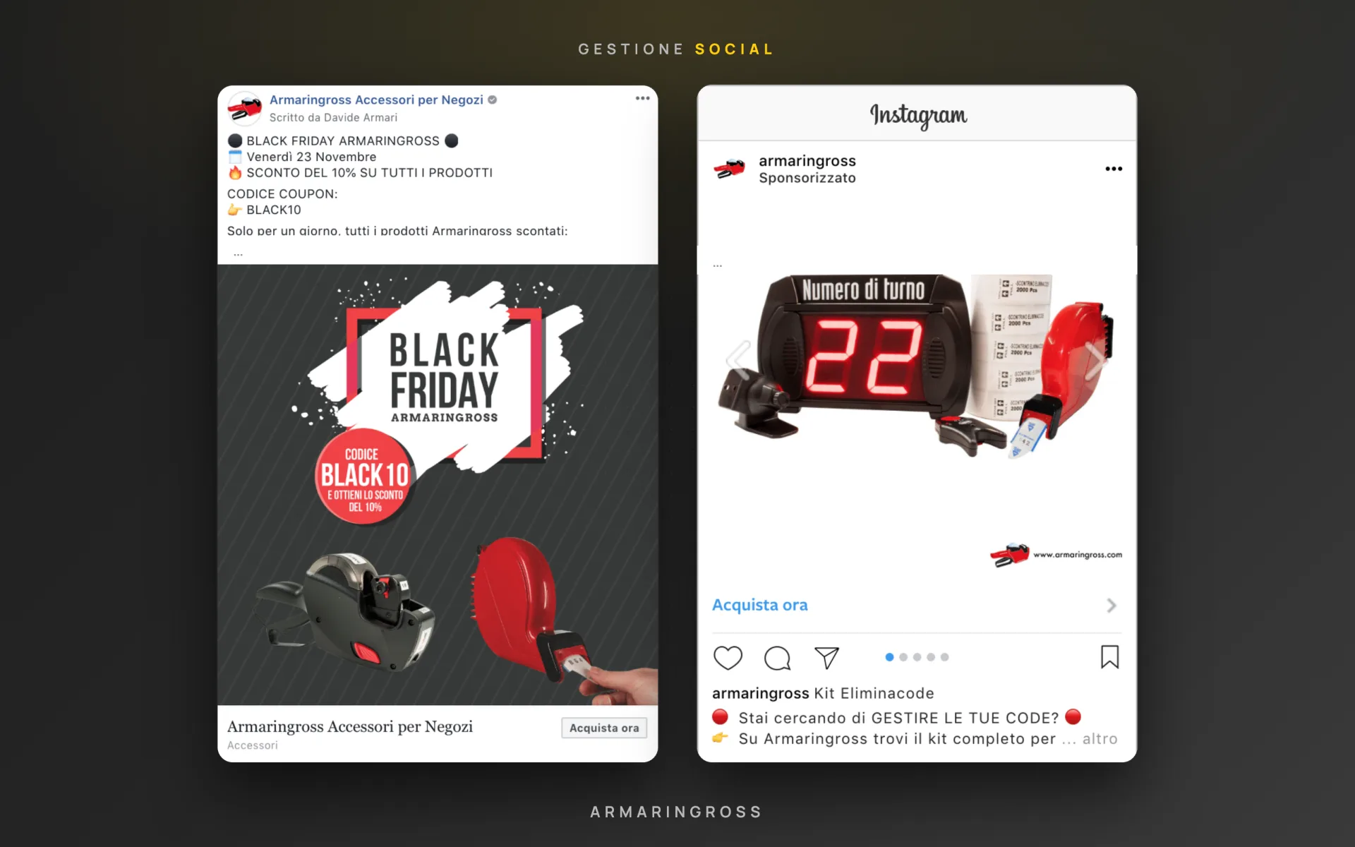 Armaringross — accessori per negozi — gestione social — 1