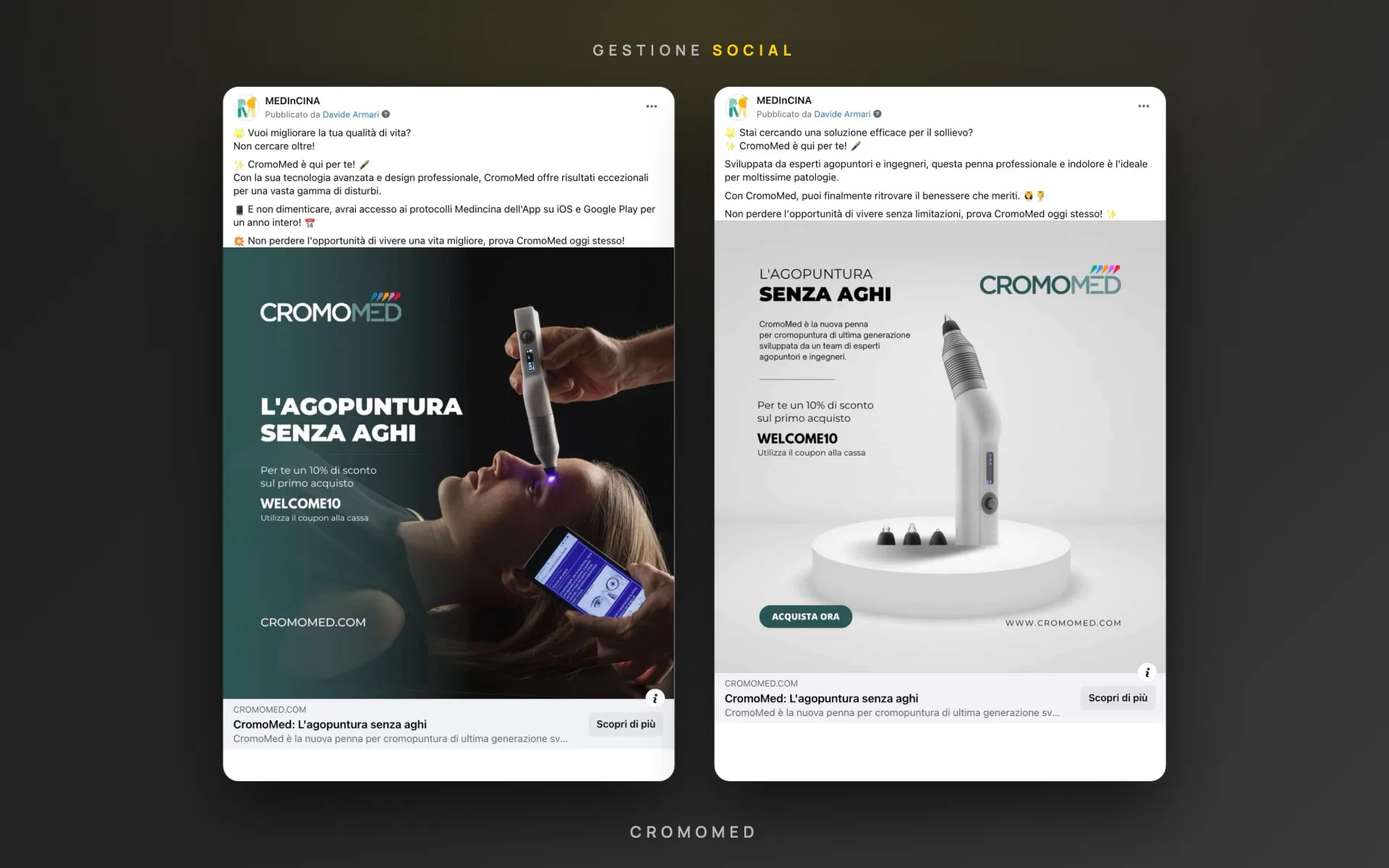 CromoMed — penna per cromopuntura — gestione social — 1