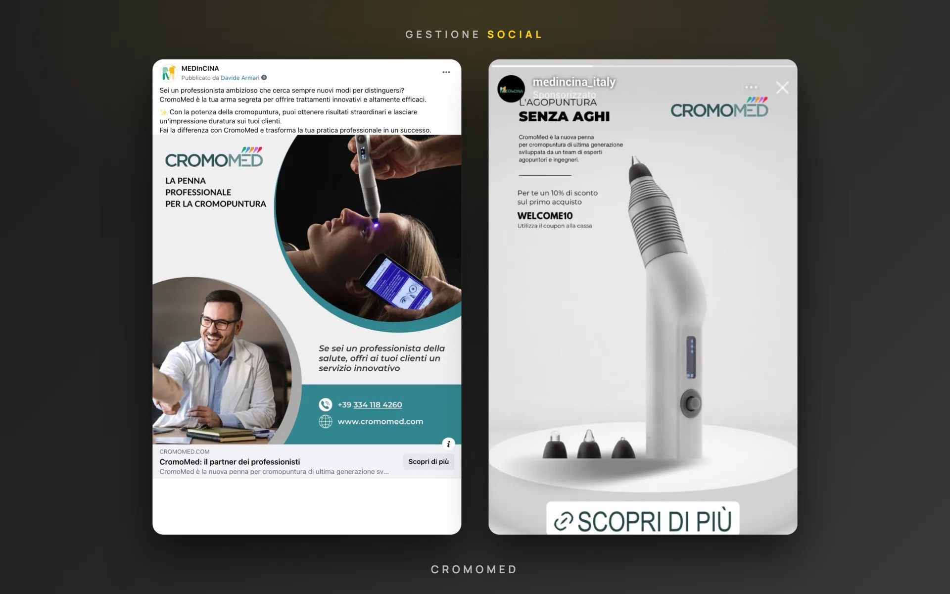 CromoMed — penna per cromopuntura — gestione social — 3