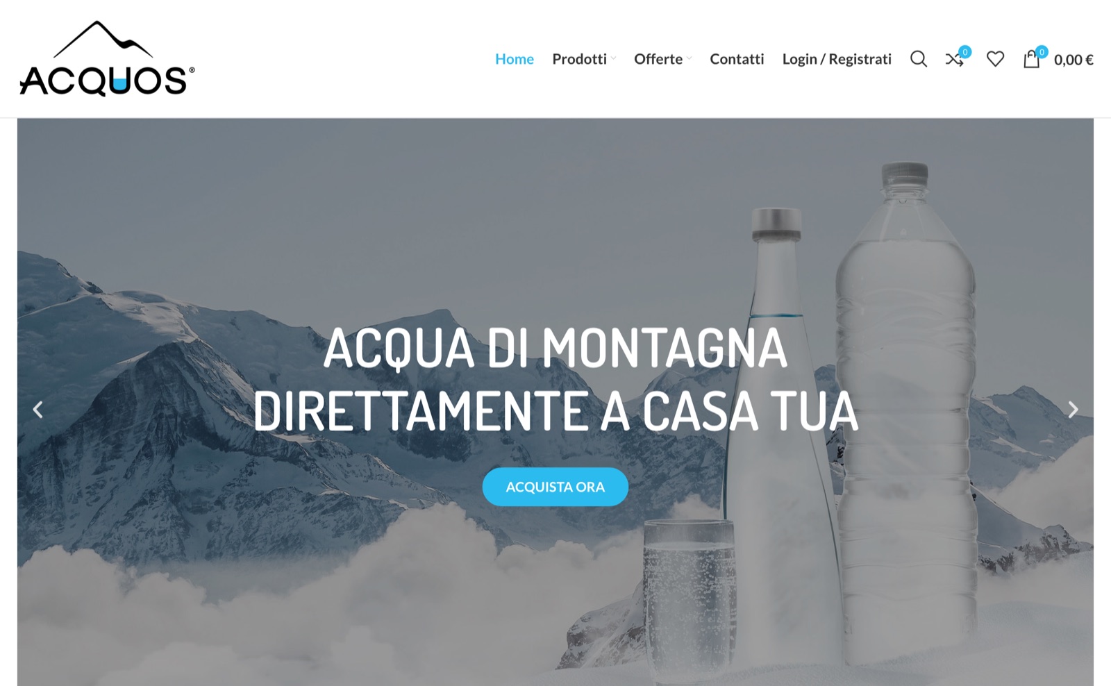 Home di Store Acquos, ecommerce di acqua e bevande